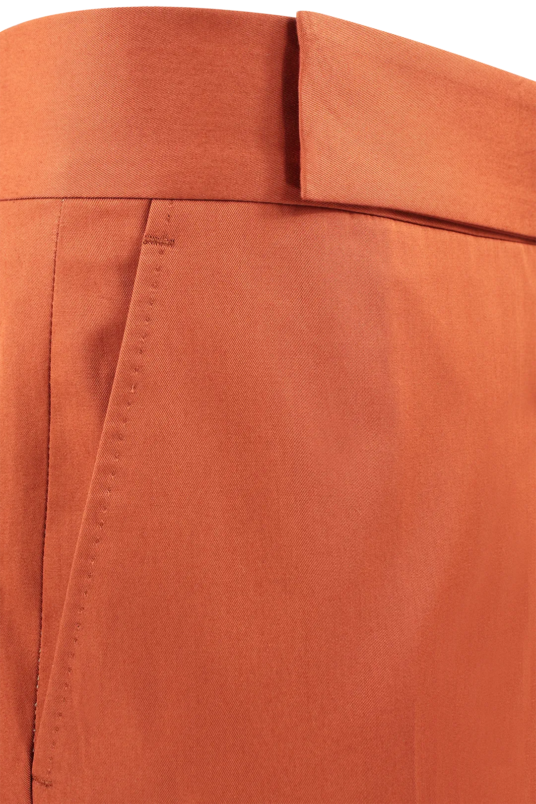 Pantalone con cinta sartoriale in cotone color coccio cinta