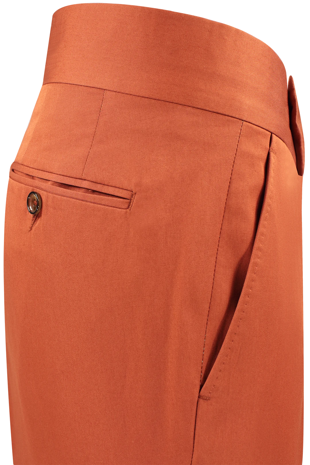 Pantalone con cinta sartoriale in cotone color coccio lato