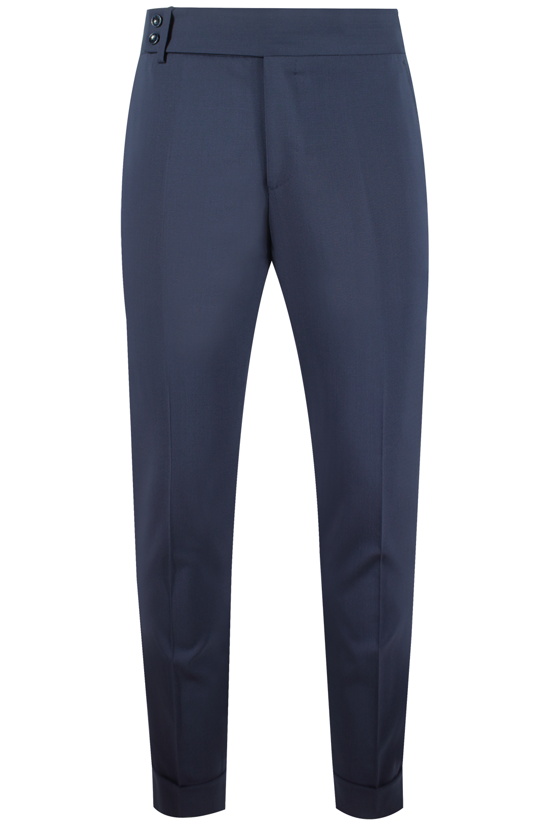 Pantalone con cinta e fibbie laterali in lana blu