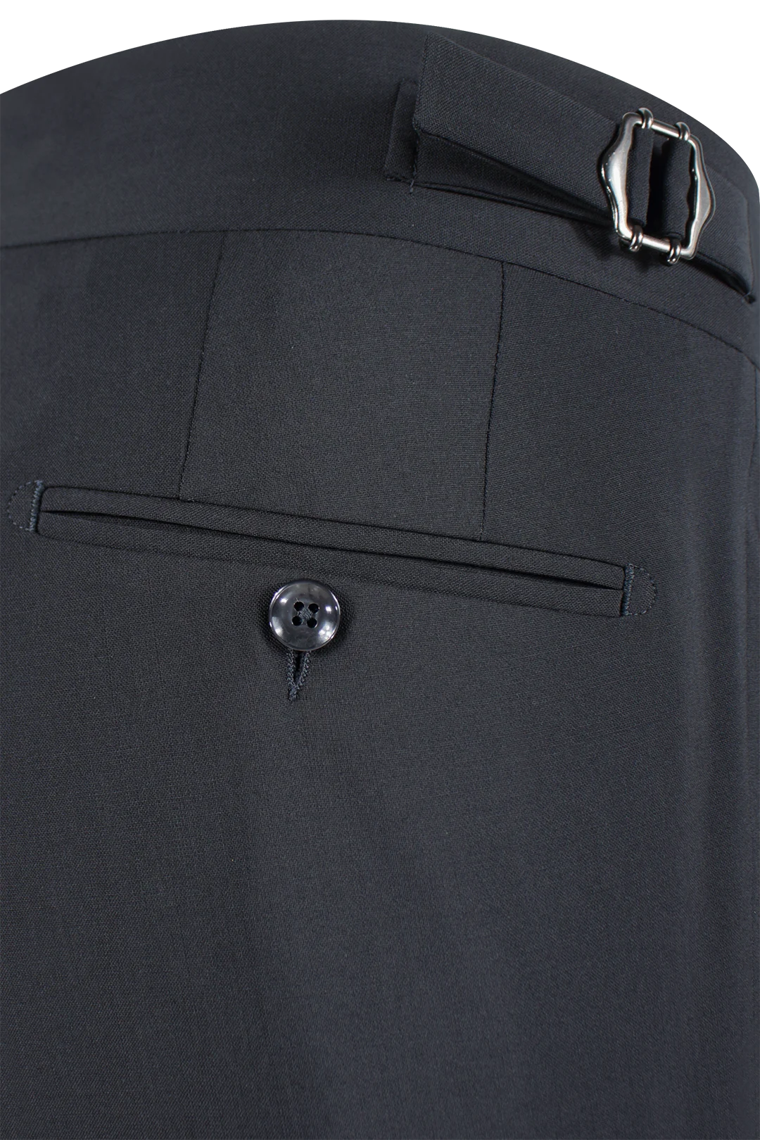 Pantalone con cinta e fibbie laterali in lana nera fibbia