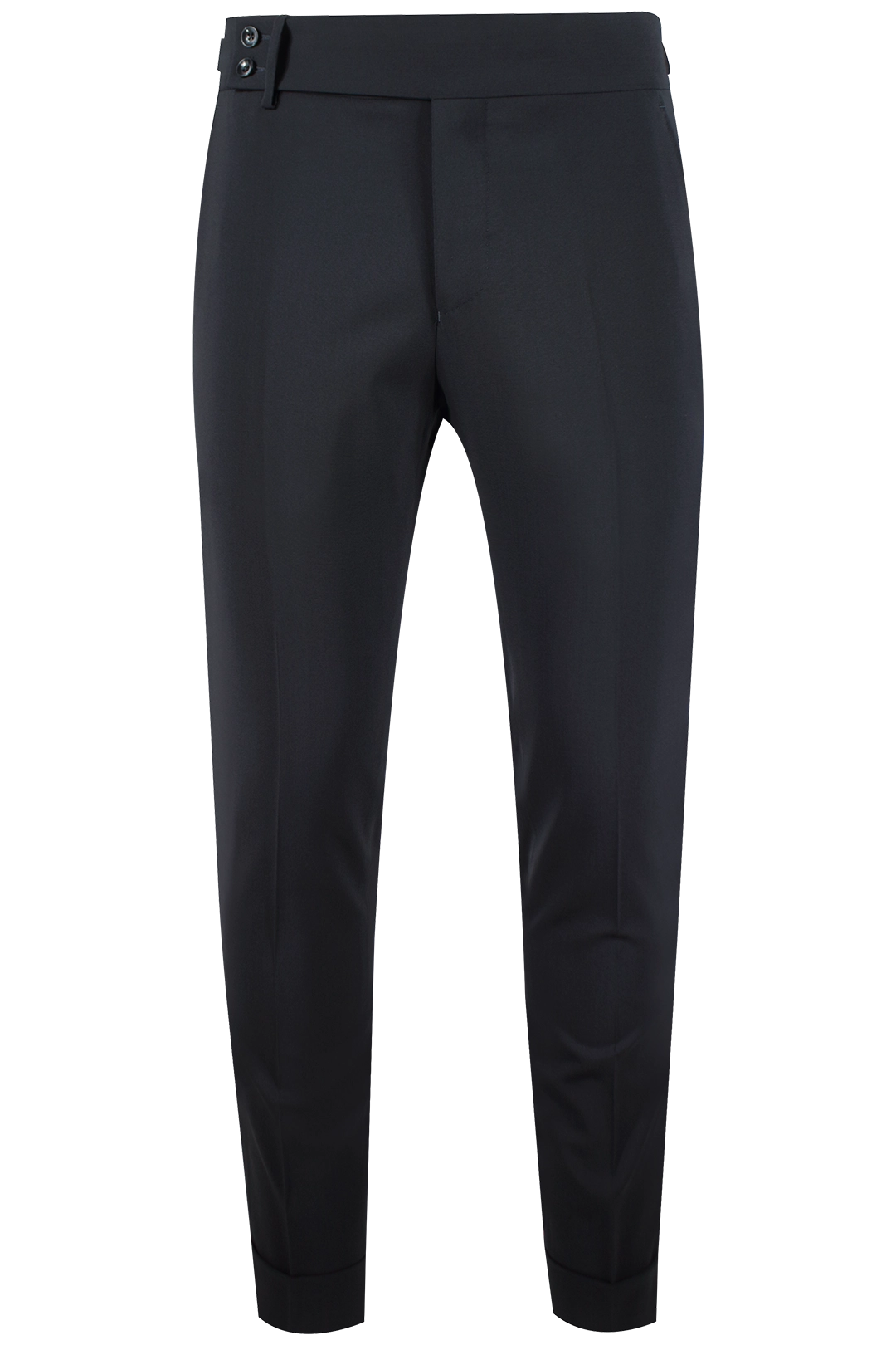 Pantalone con cinta e fibbie laterali in lana nera