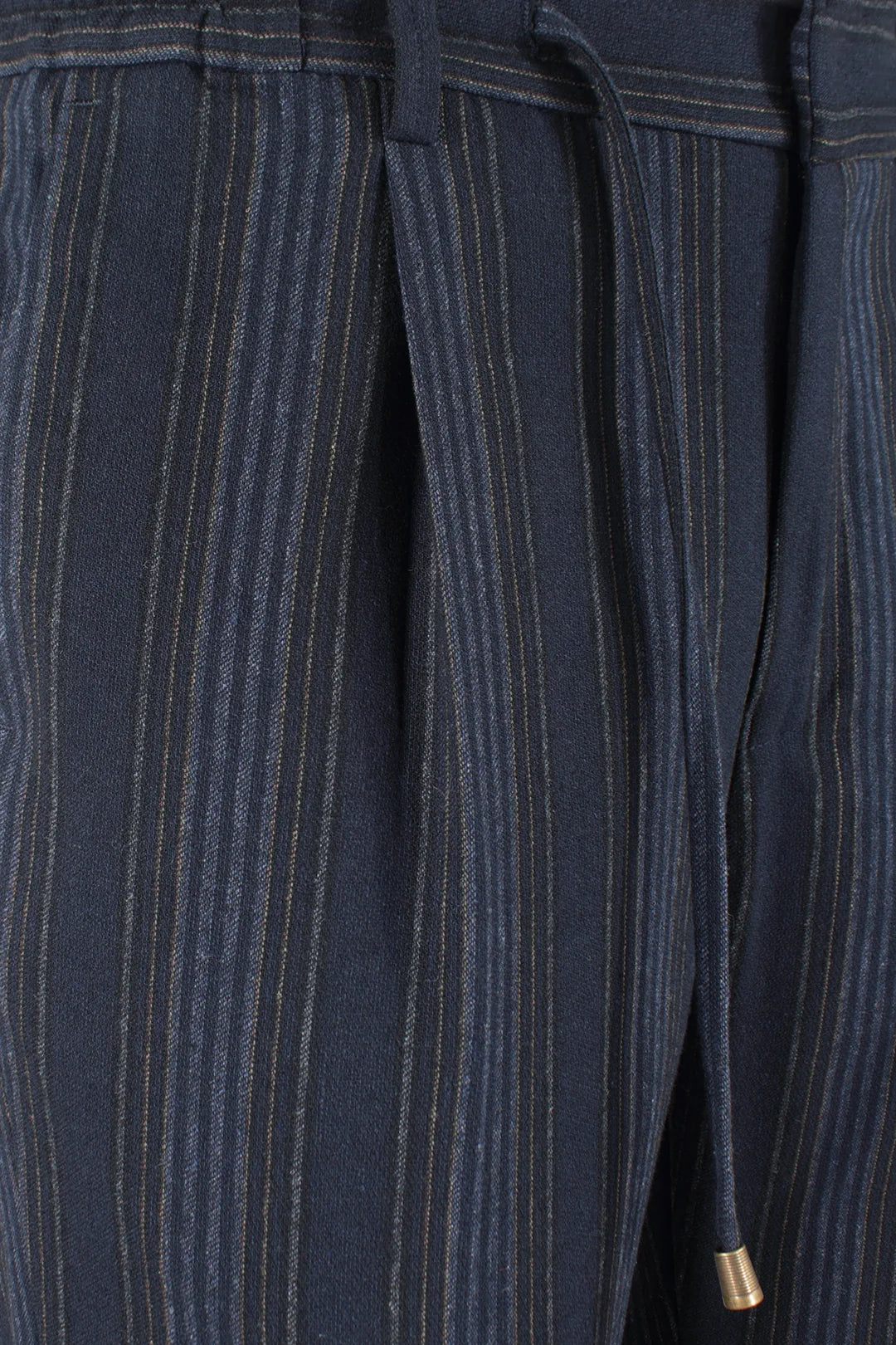 Pantalone con coulisse in jersey blu a righe pince