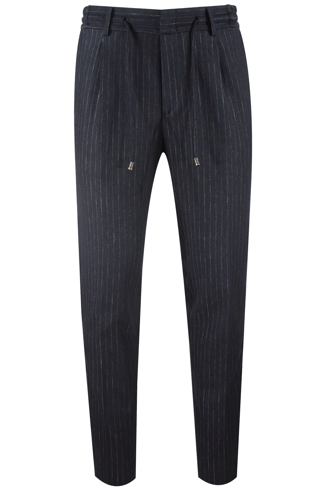 Pantalone con coulisse in jersey blu gessato