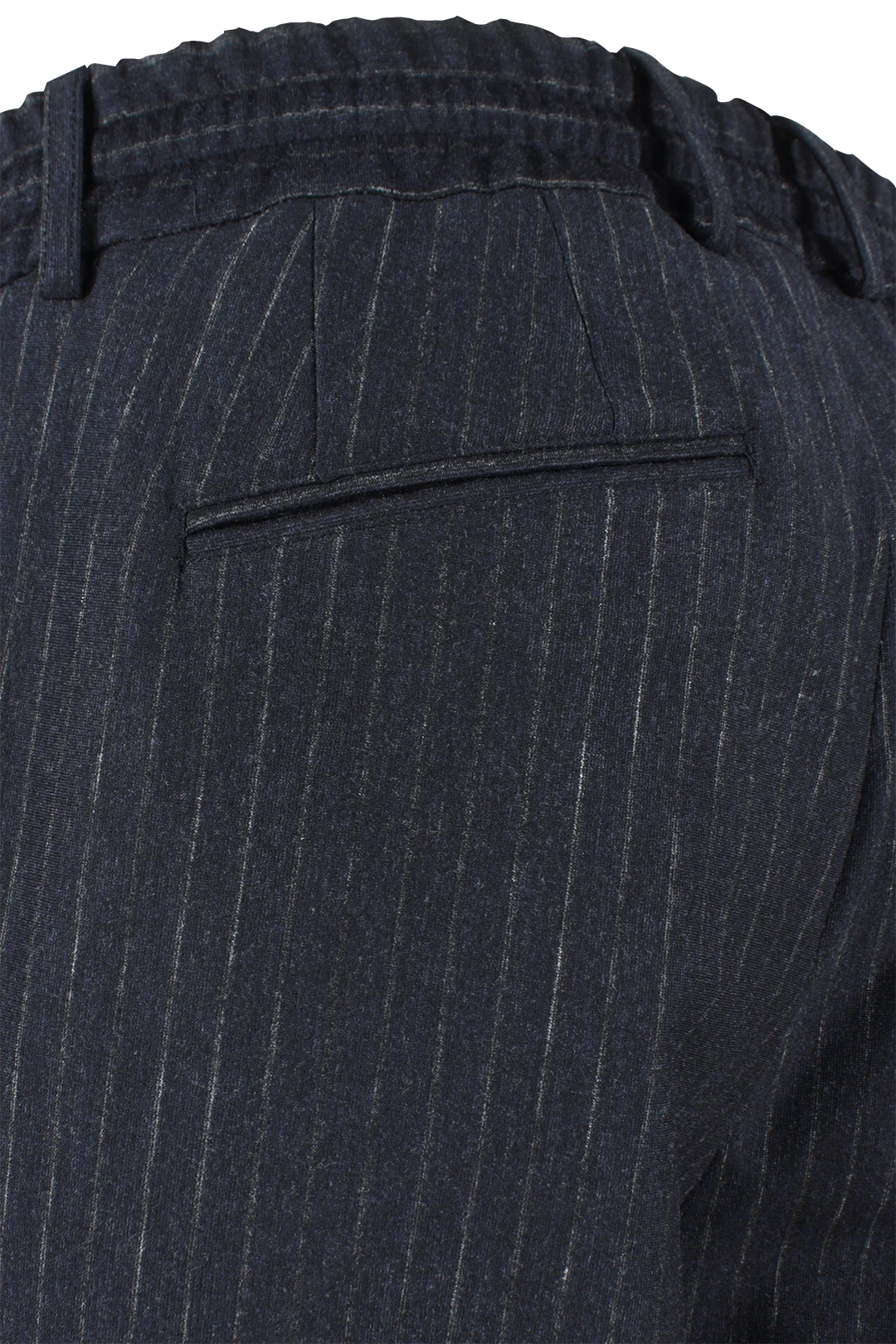 Pantalone con coulisse in jersey blu gessato taschino