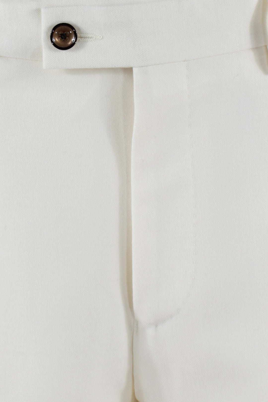 Pantalone con doppia pince in lana bianca patta