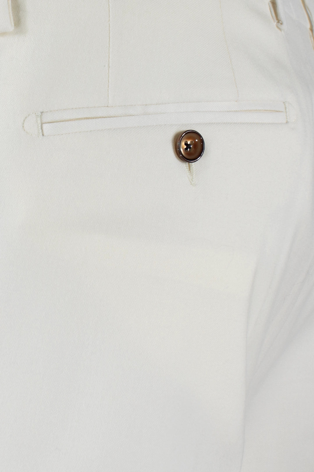 Pantalone con doppia pince in lana bianca taschino