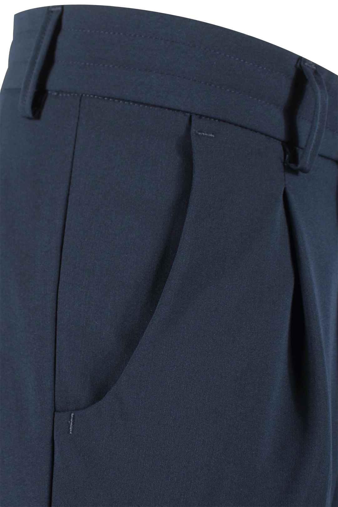Pantalone con due pince e coulisse in jersey blu pince