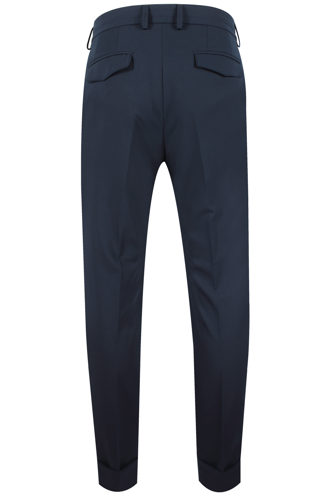 Pantalone con due pince e coulisse in jersey blu retro