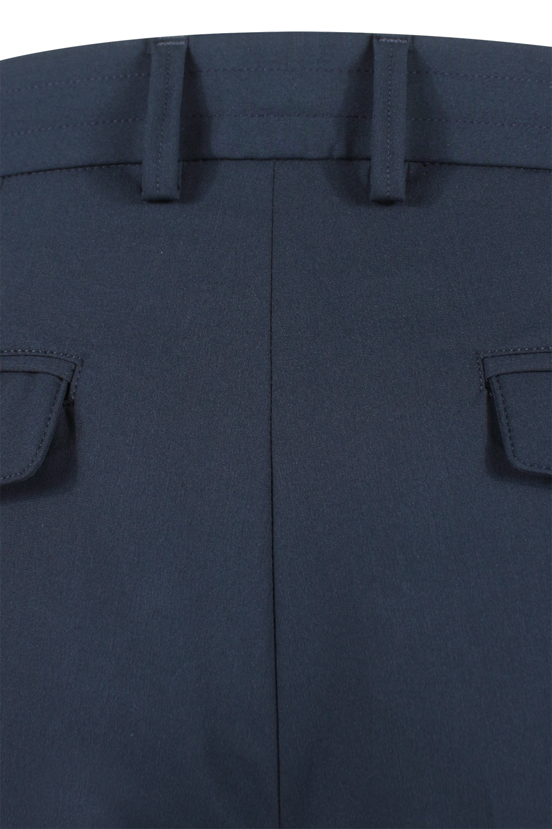 Pantalone con due pince e coulisse in jersey blu tessuto