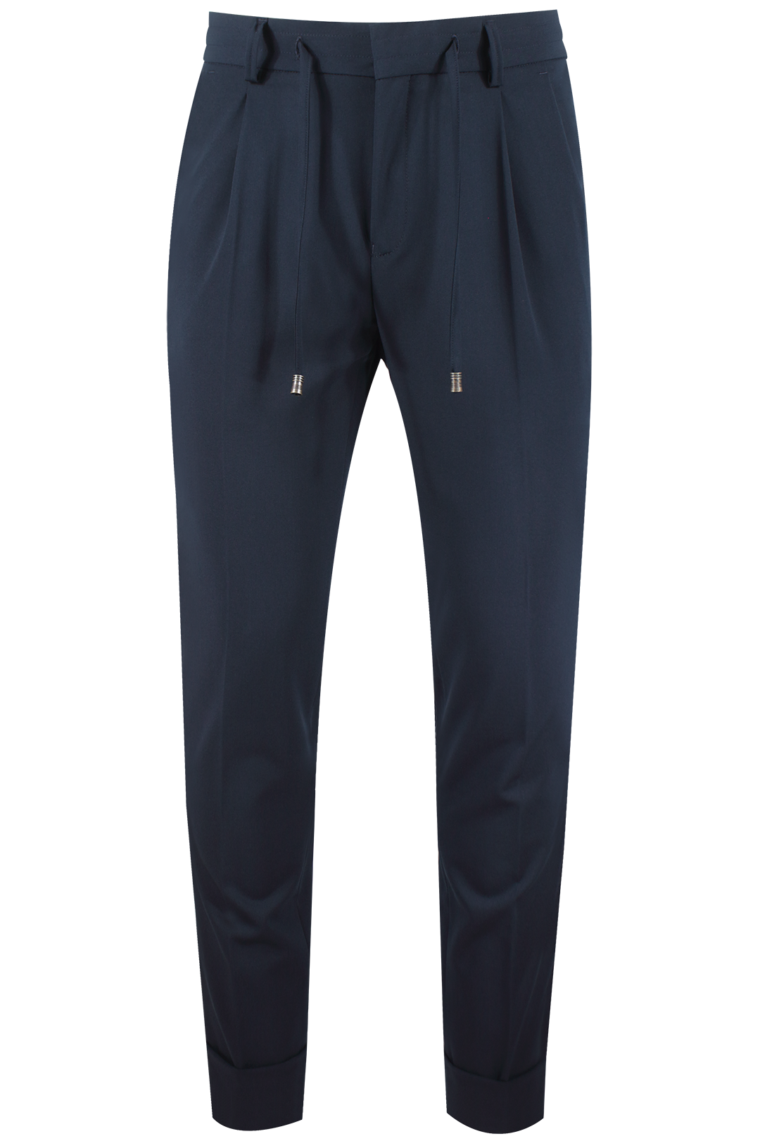 Pantalone con due pince e coulisse in jersey blu