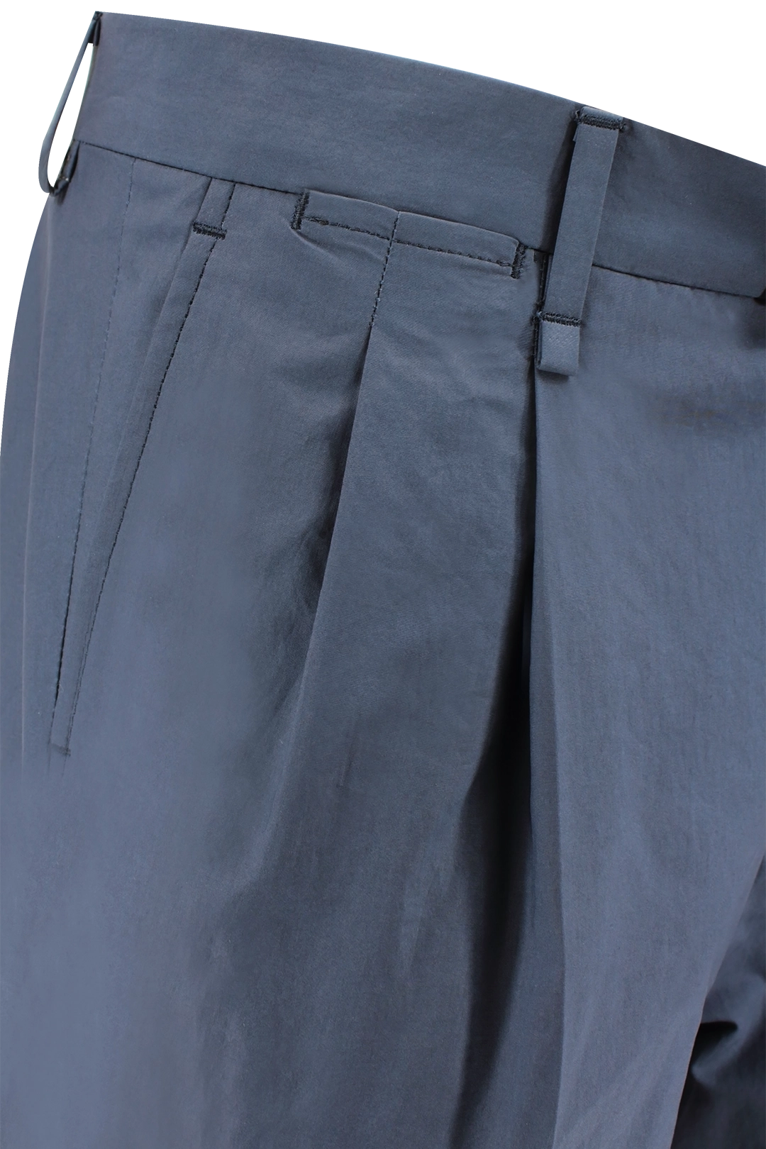 Pantalone con due pinces in cotone blu pince
