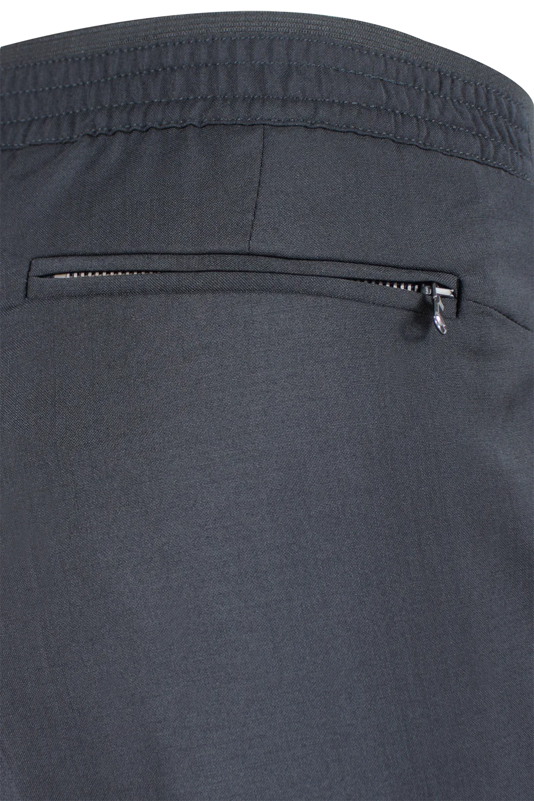 Pantalone con elastico in vita in tela di lana nera tasca