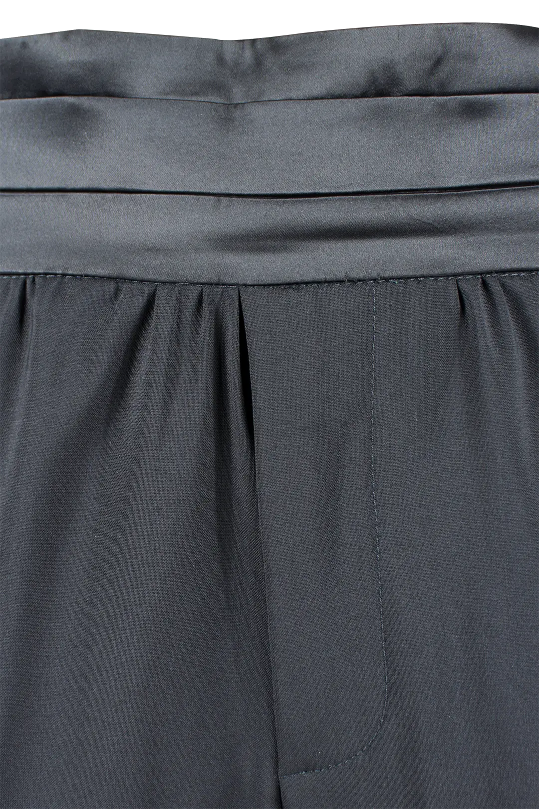 Pantalone con fascia in tela di lana nera fascia
