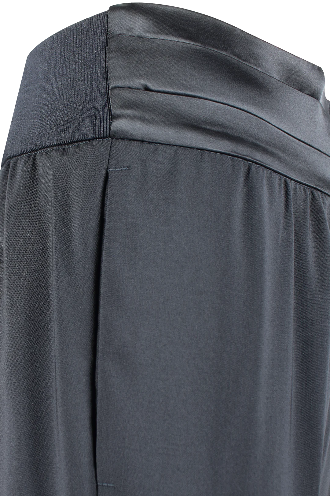 Pantalone con fascia in tela di lana nera lato