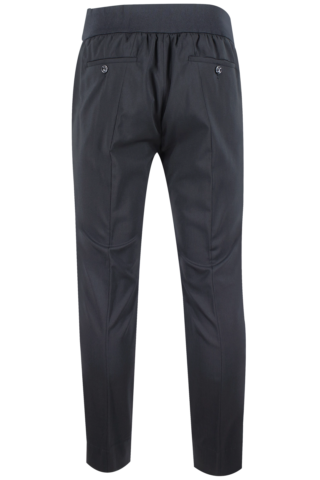 Pantalone con fascia in tela di lana nera retro