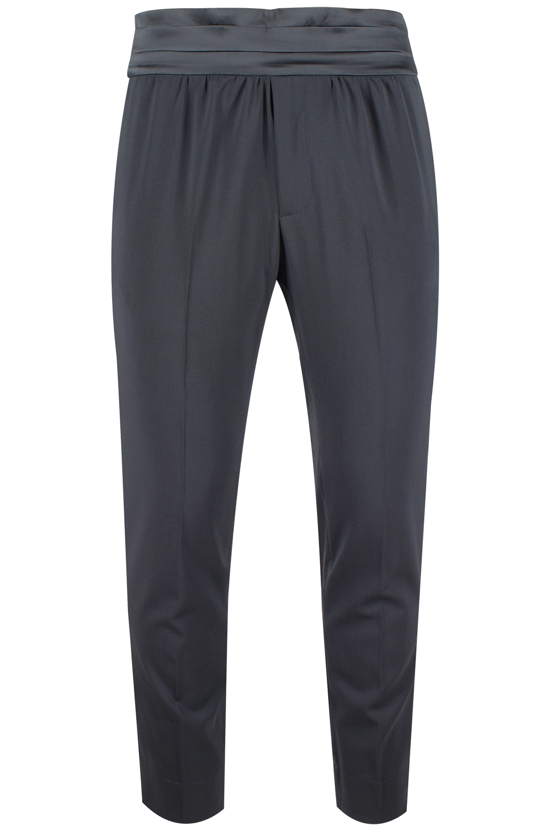 Pantalone con fascia in tela di lana nera