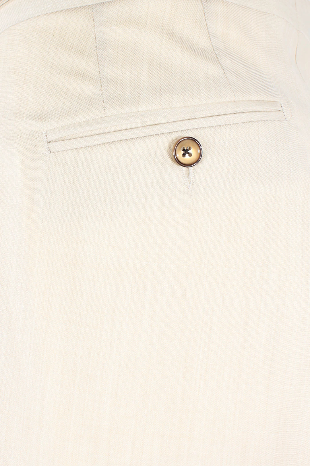 Pantalone con fibbie laterali in fresco lana sabbia taschino