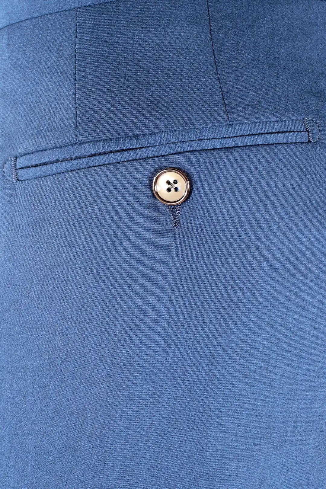 Pantalone con fibbie laterali in jersey blu taschino