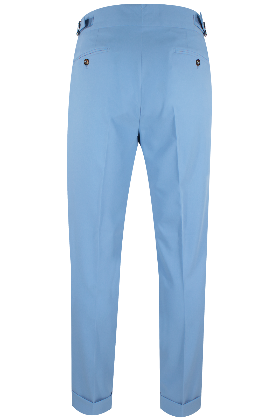 Pantalone con fibbie laterali in jersey celeste retro