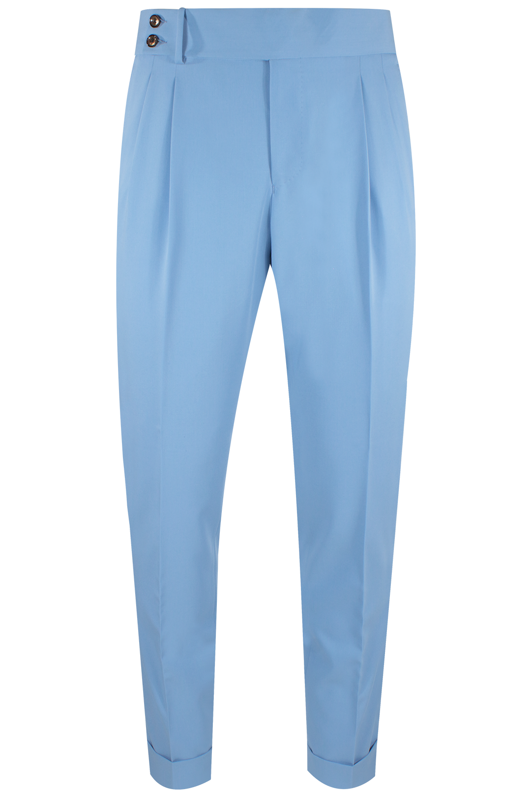 Pantalone con fibbie laterali in jersey celeste