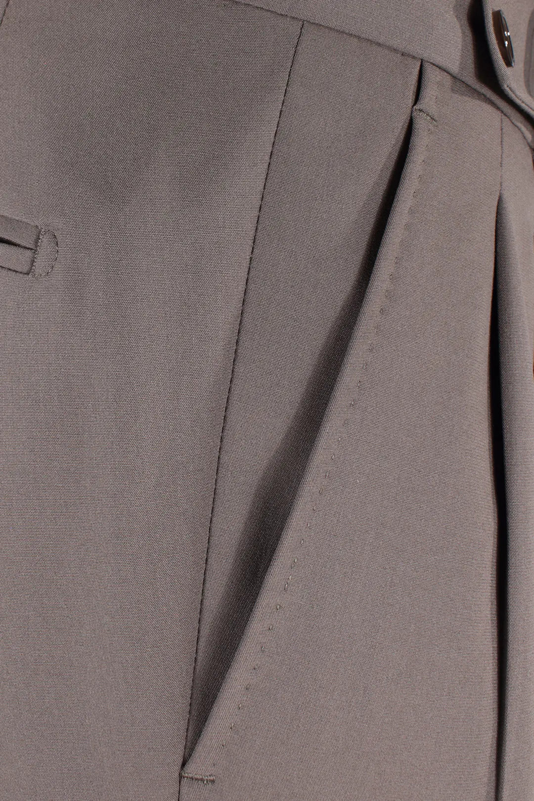 Pantalone con fibbie laterali in jersey greige tasca