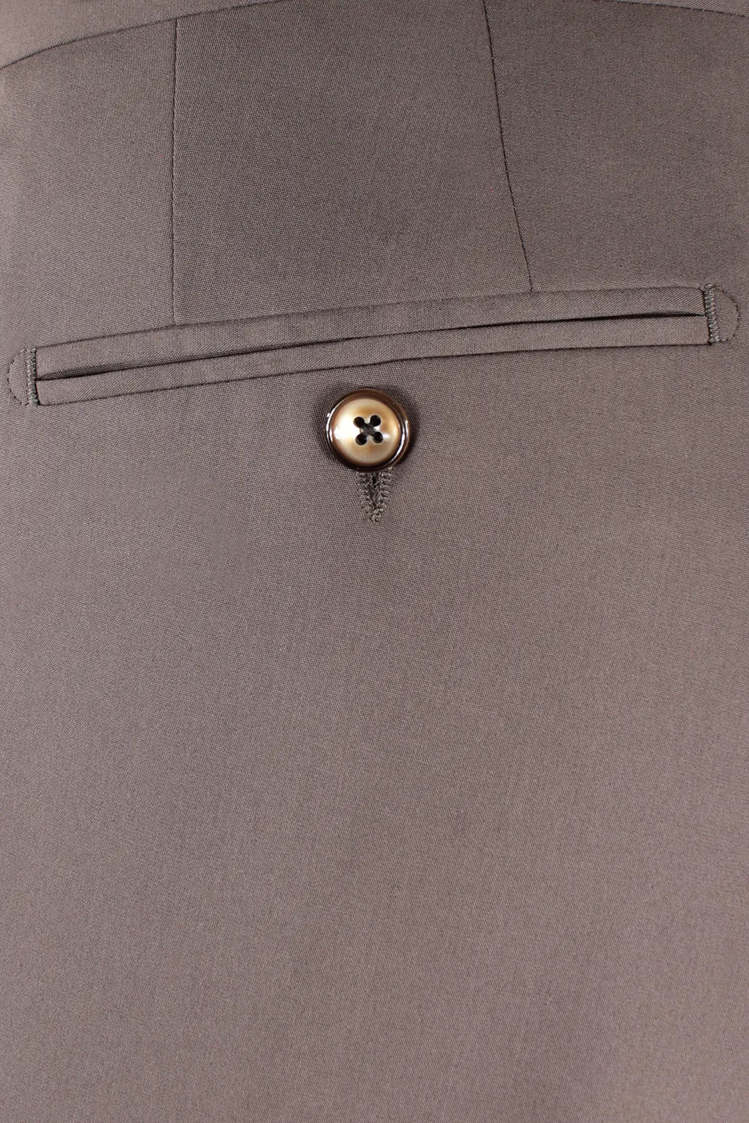 Pantalone con fibbie laterali in jersey greige taschino