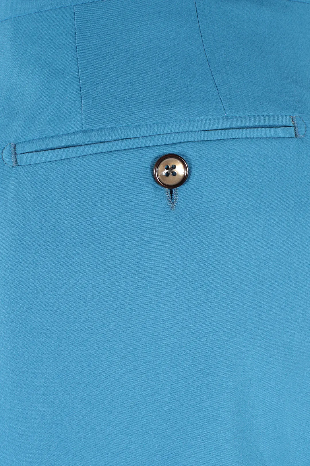 Pantalone con fibbie laterali in jersey turchese taschino