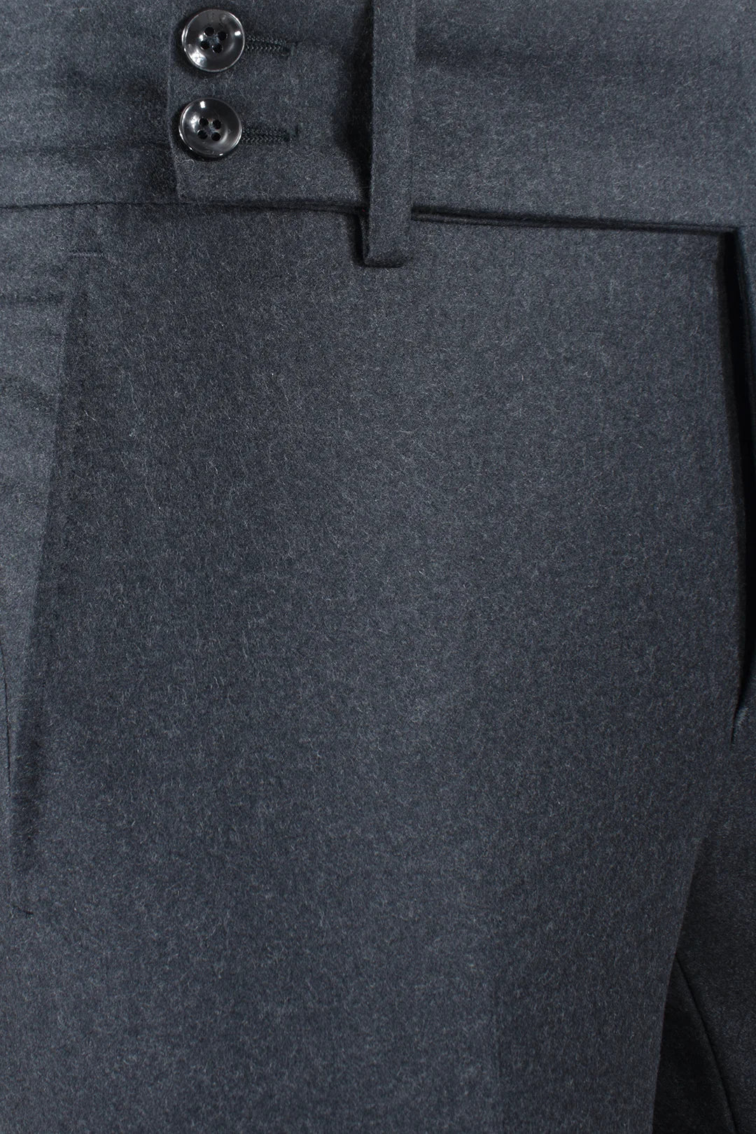 Pantalone con fibbie laterali in lana antracite bottoni