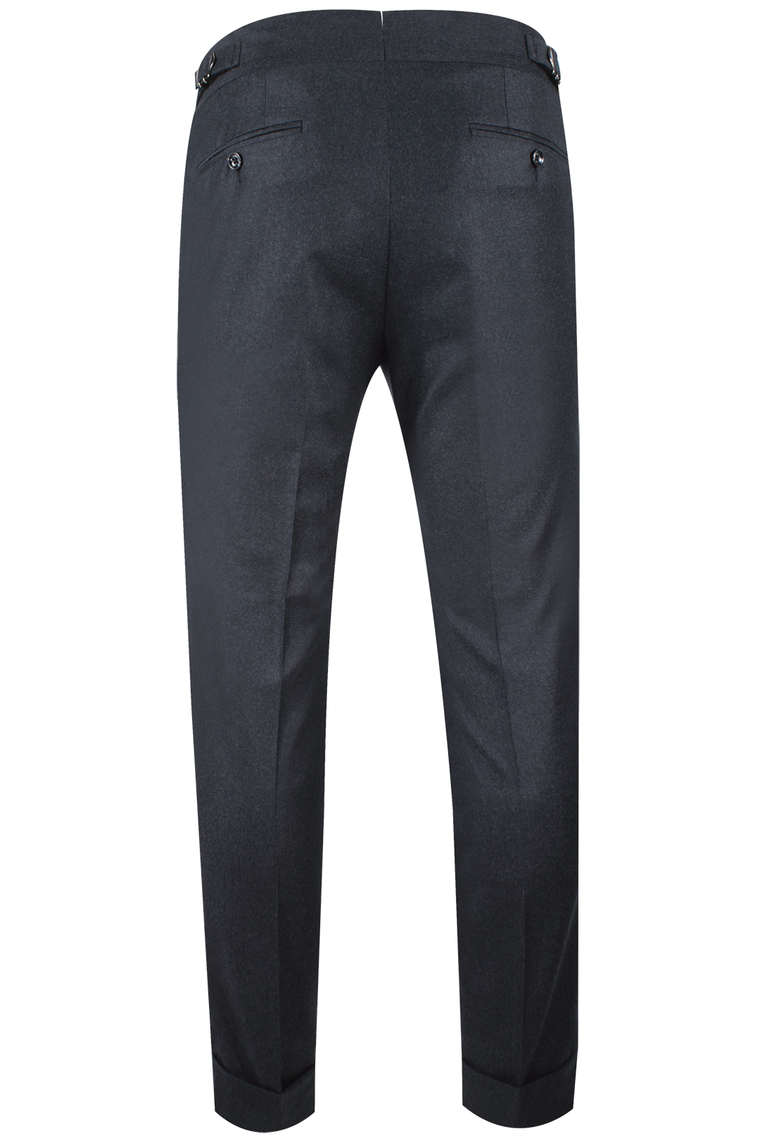 Pantalone con fibbie laterali in lana antracite retro