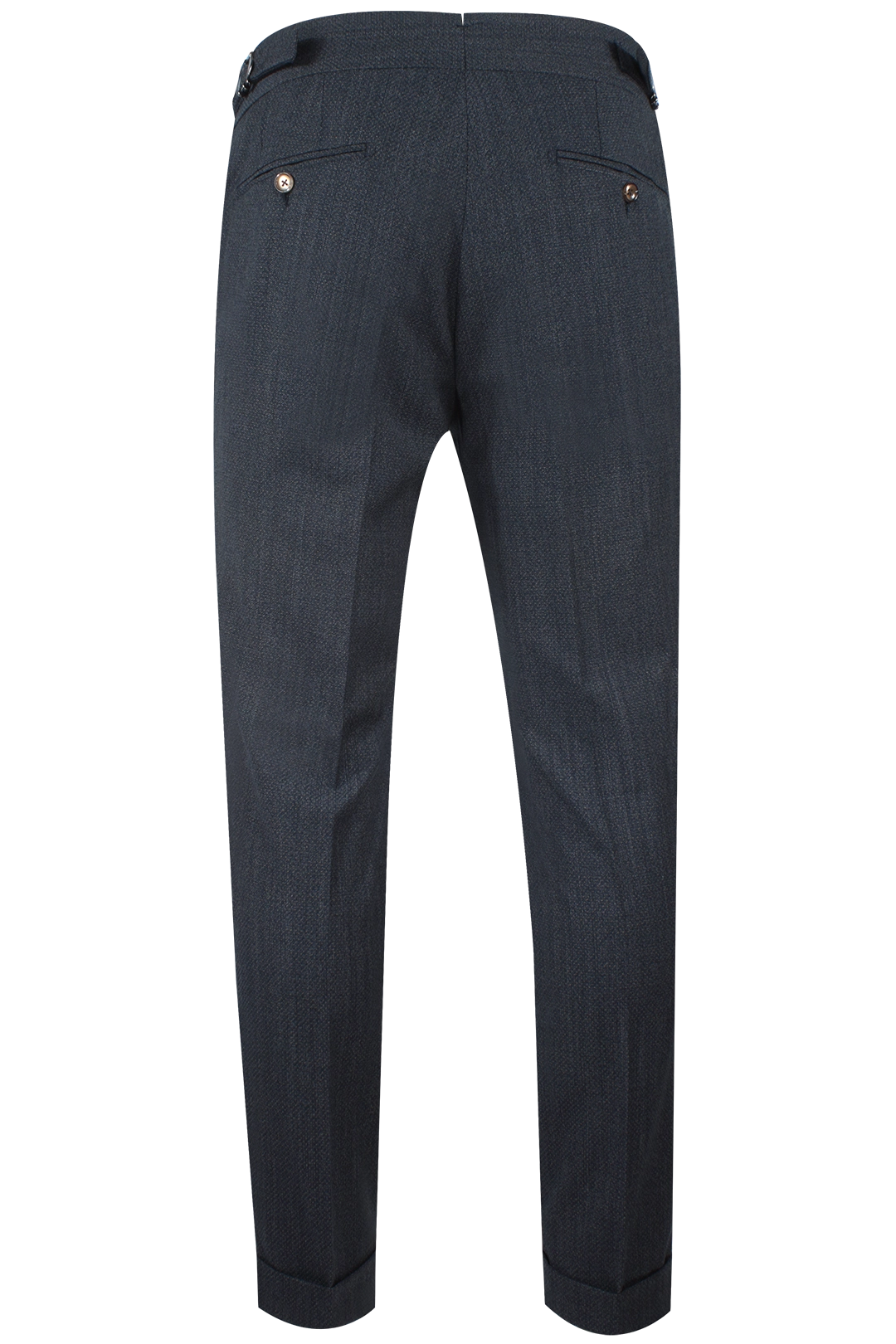 Pantalone con fibbie laterali in lana jacquard blu retro