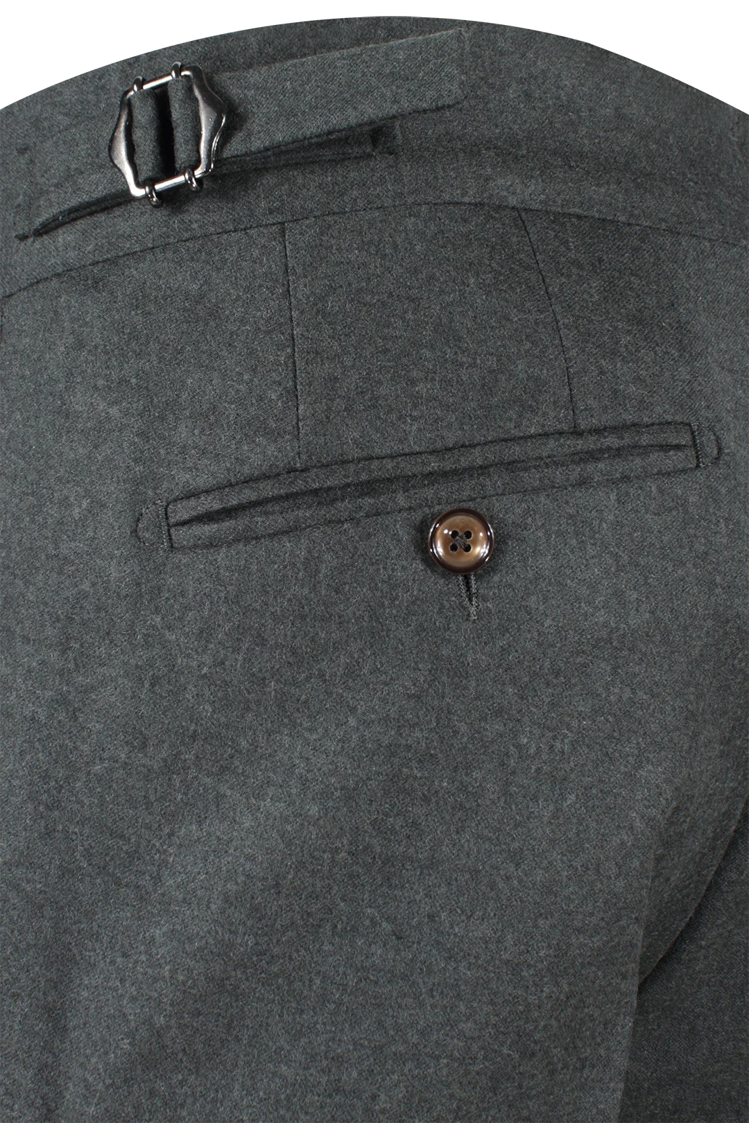 Pantalone con fibbie laterali in lana verde fibbia