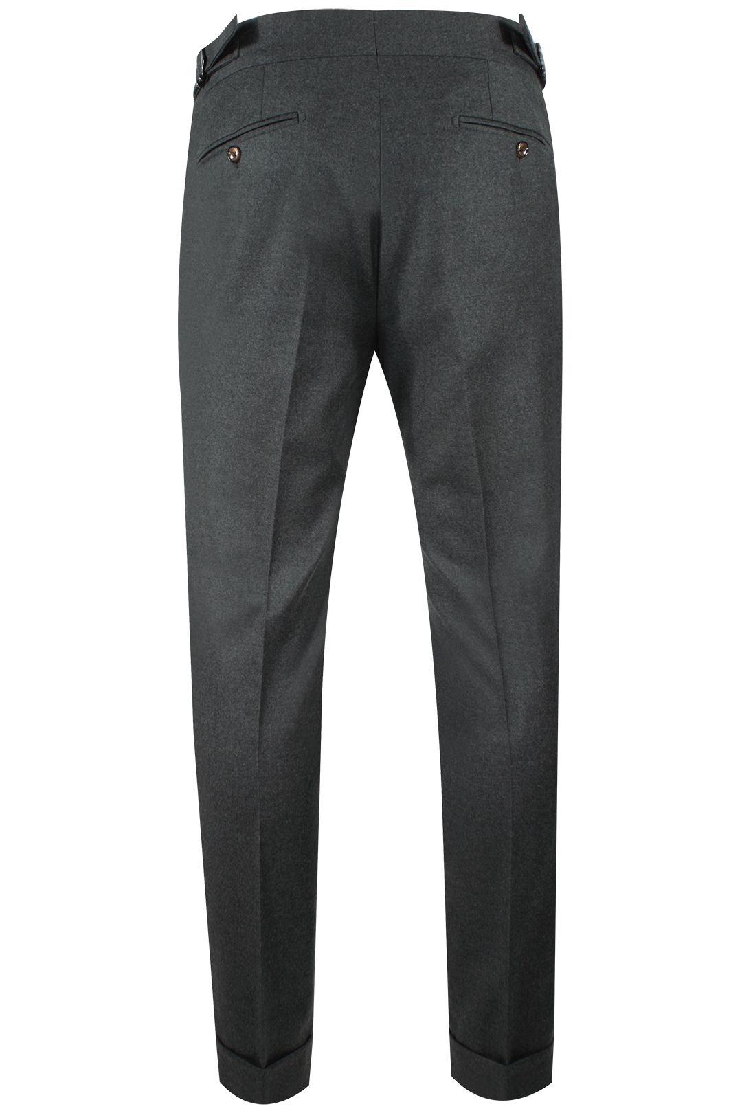 Pantalone con fibbie laterali in lana verde retro