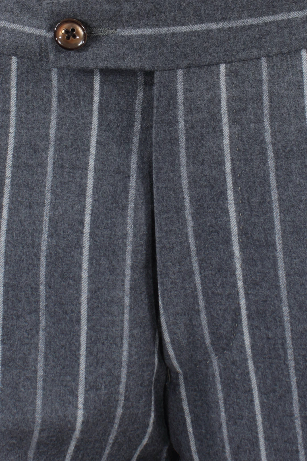 Pantalone con pince in flanella grigia gessata patta