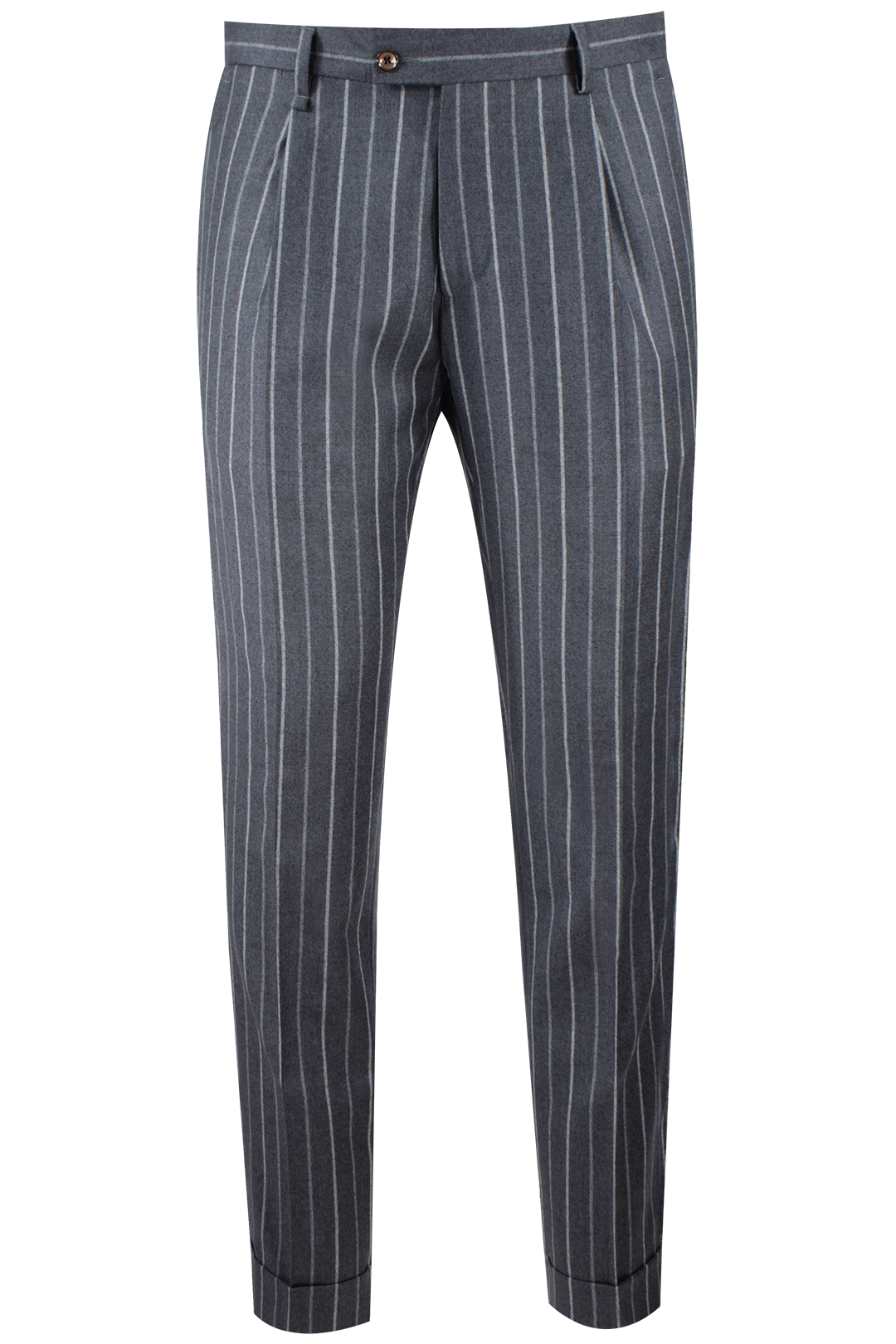 Pantalone con pince in flanella grigia gessata