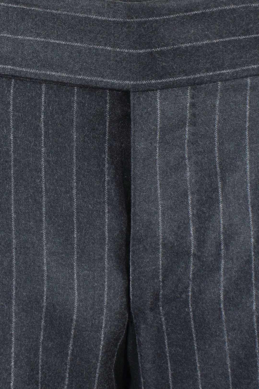 Pantalone con pince in flanella grigia gessata patta