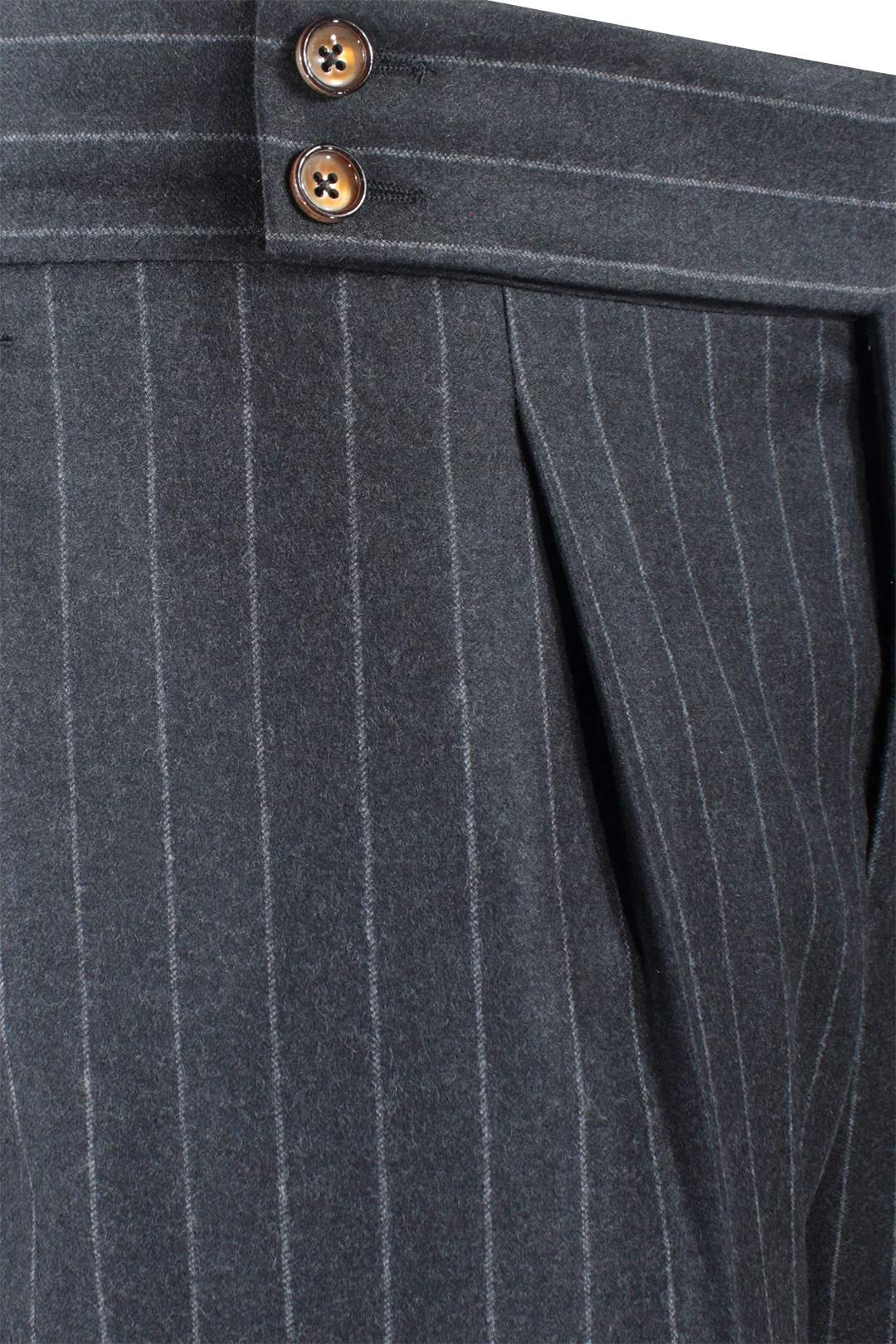 Pantalone con pince in flanella grigia gessata pince