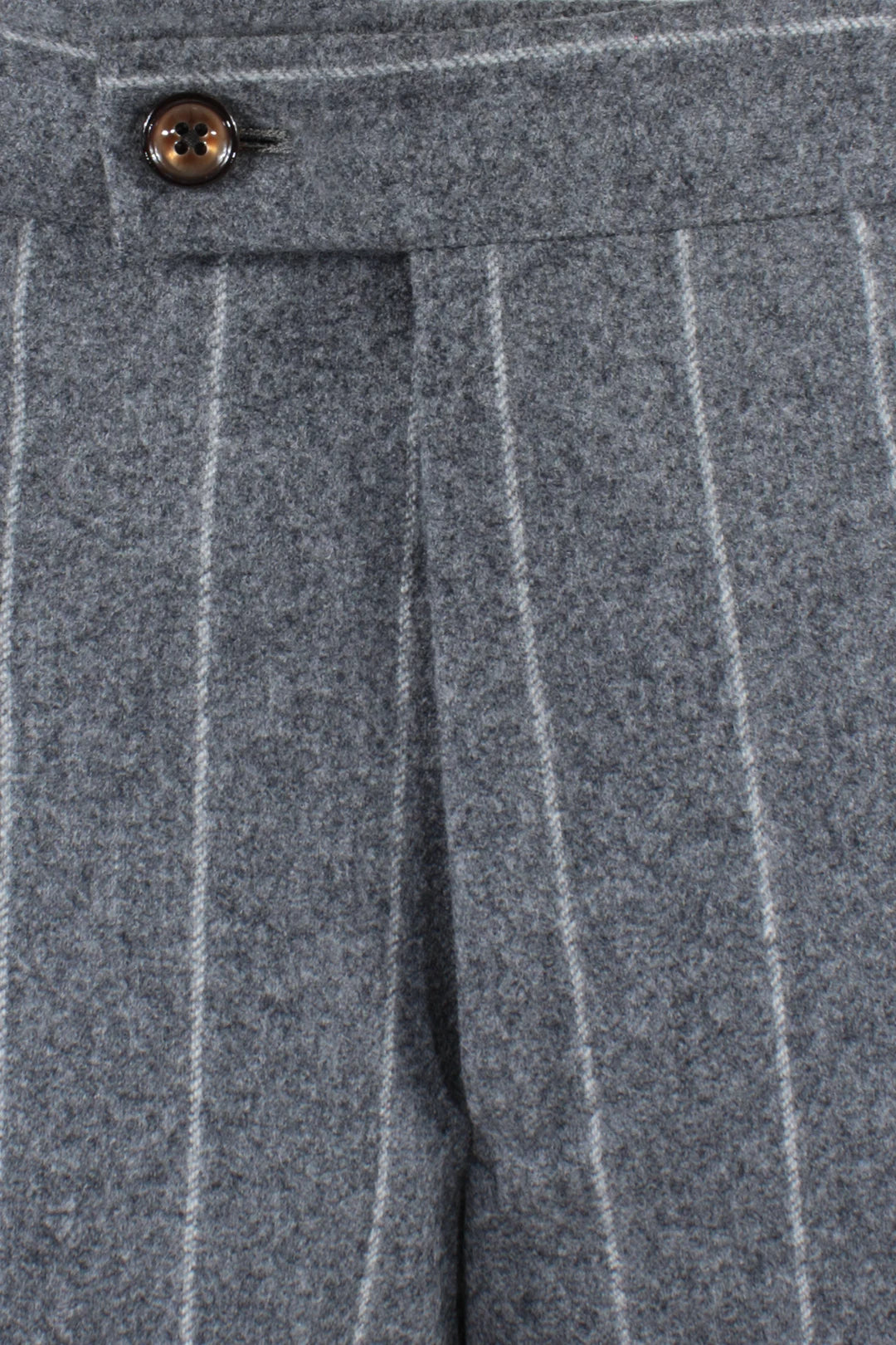 Pantalone con pince in flanella grigia gessata patta