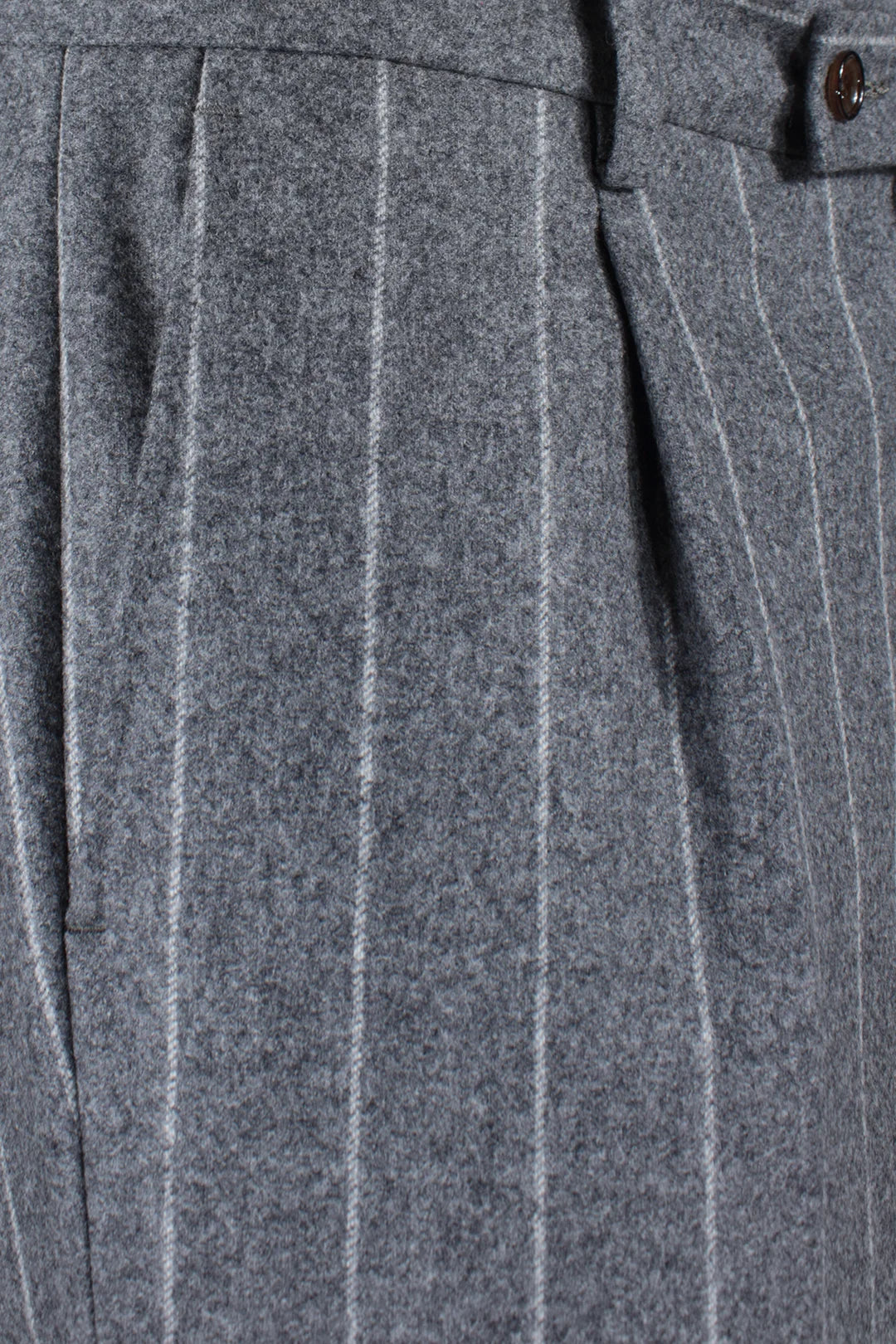 Pantalone con pince in flanella grigia gessata pince