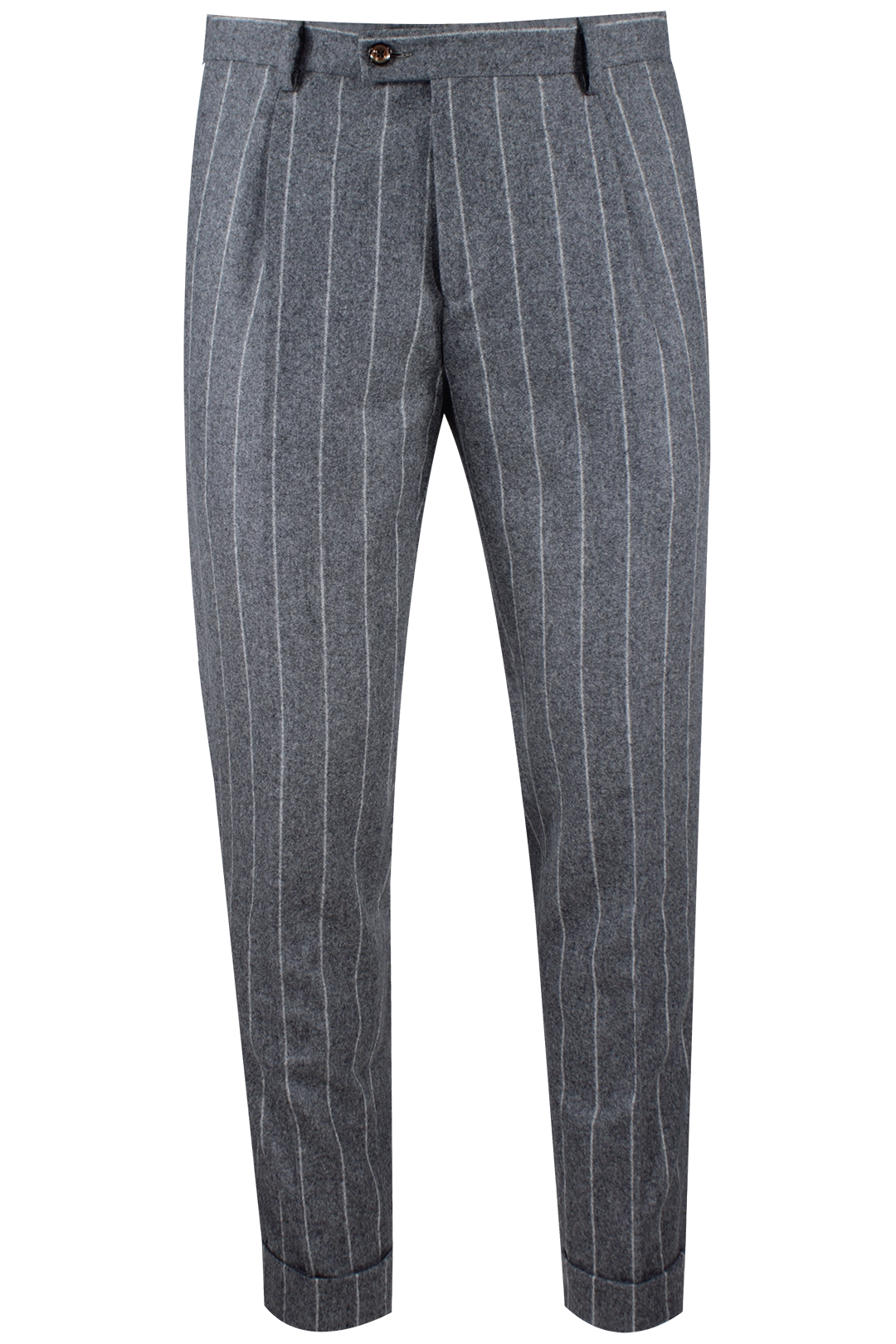 Pantalone con pince in flanella grigia gessata