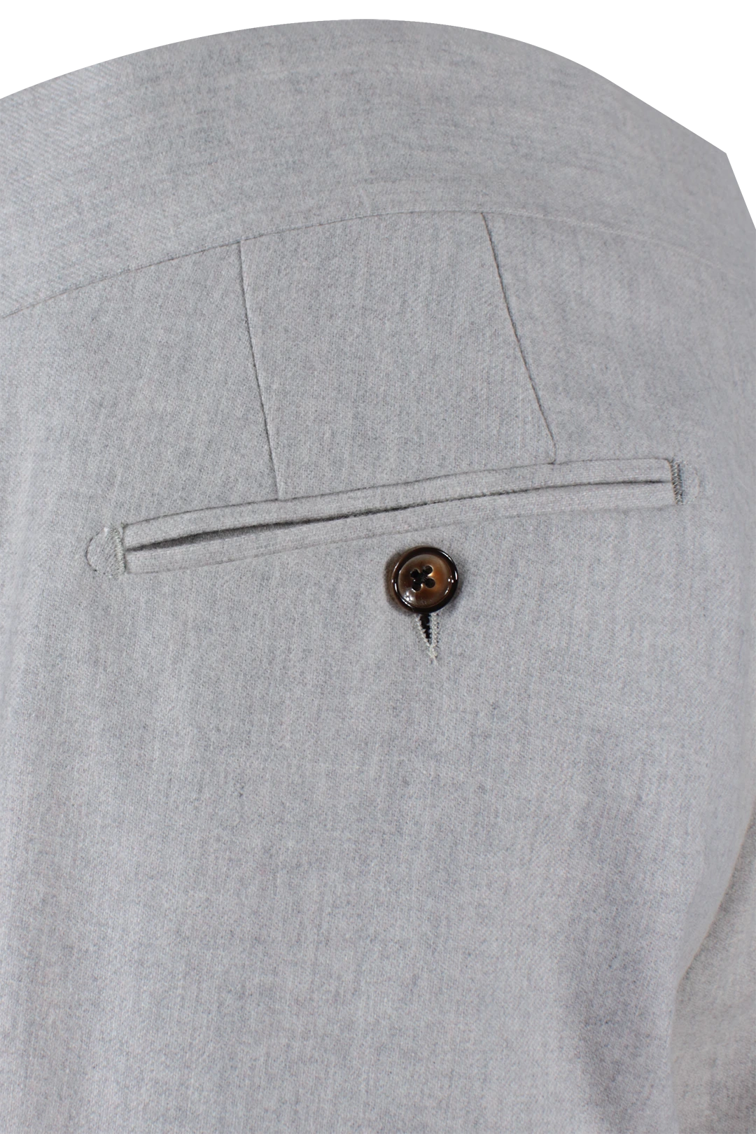 Pantalone con pince in flanella grigio perla taschino