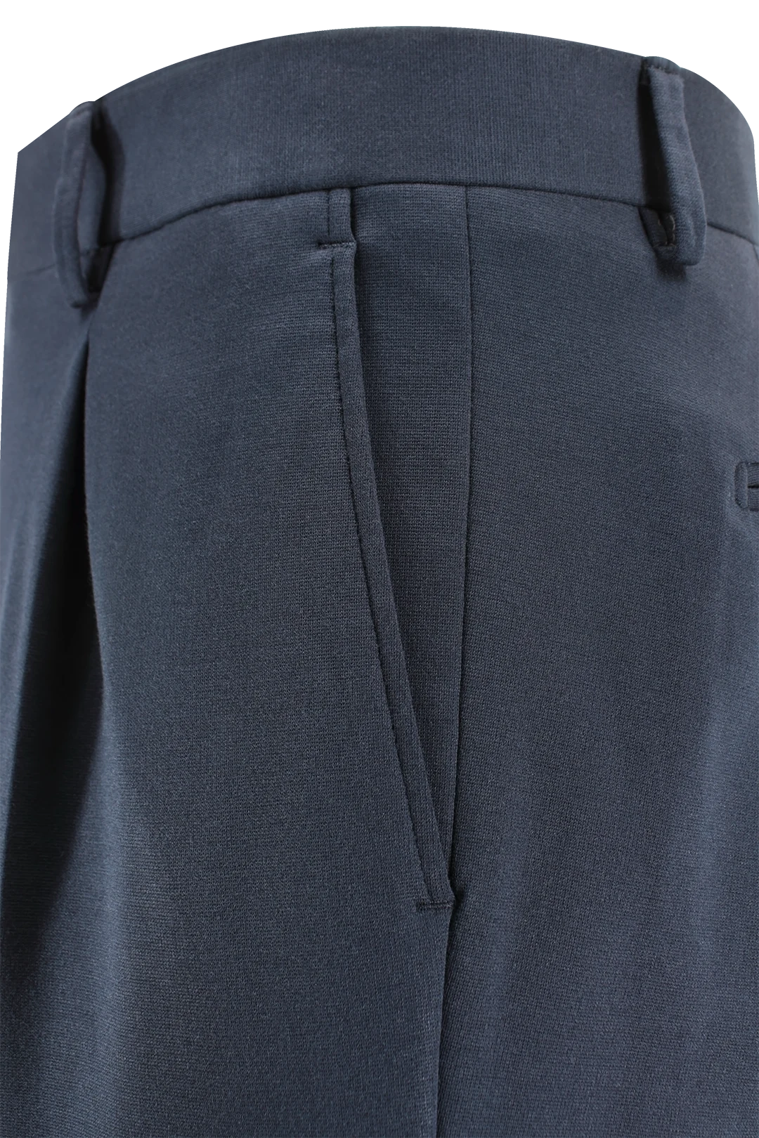 Pantalone con pince in jersey blu tasca