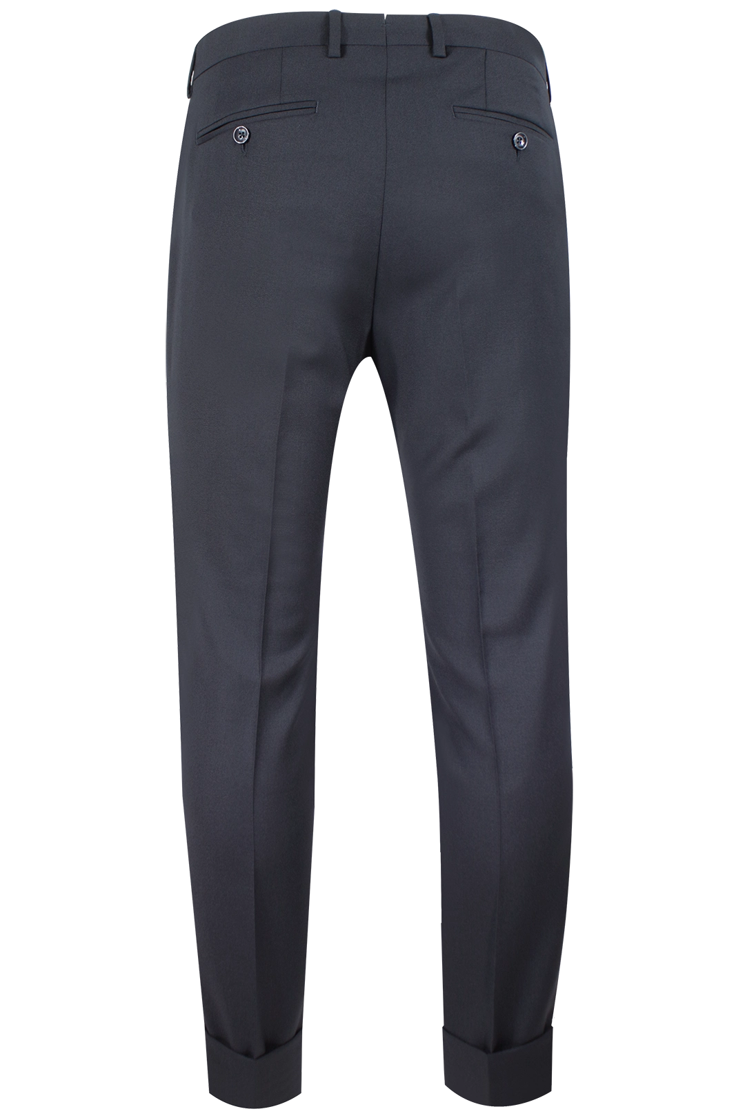 Pantalone con una pince in crêpe di lana nera retro