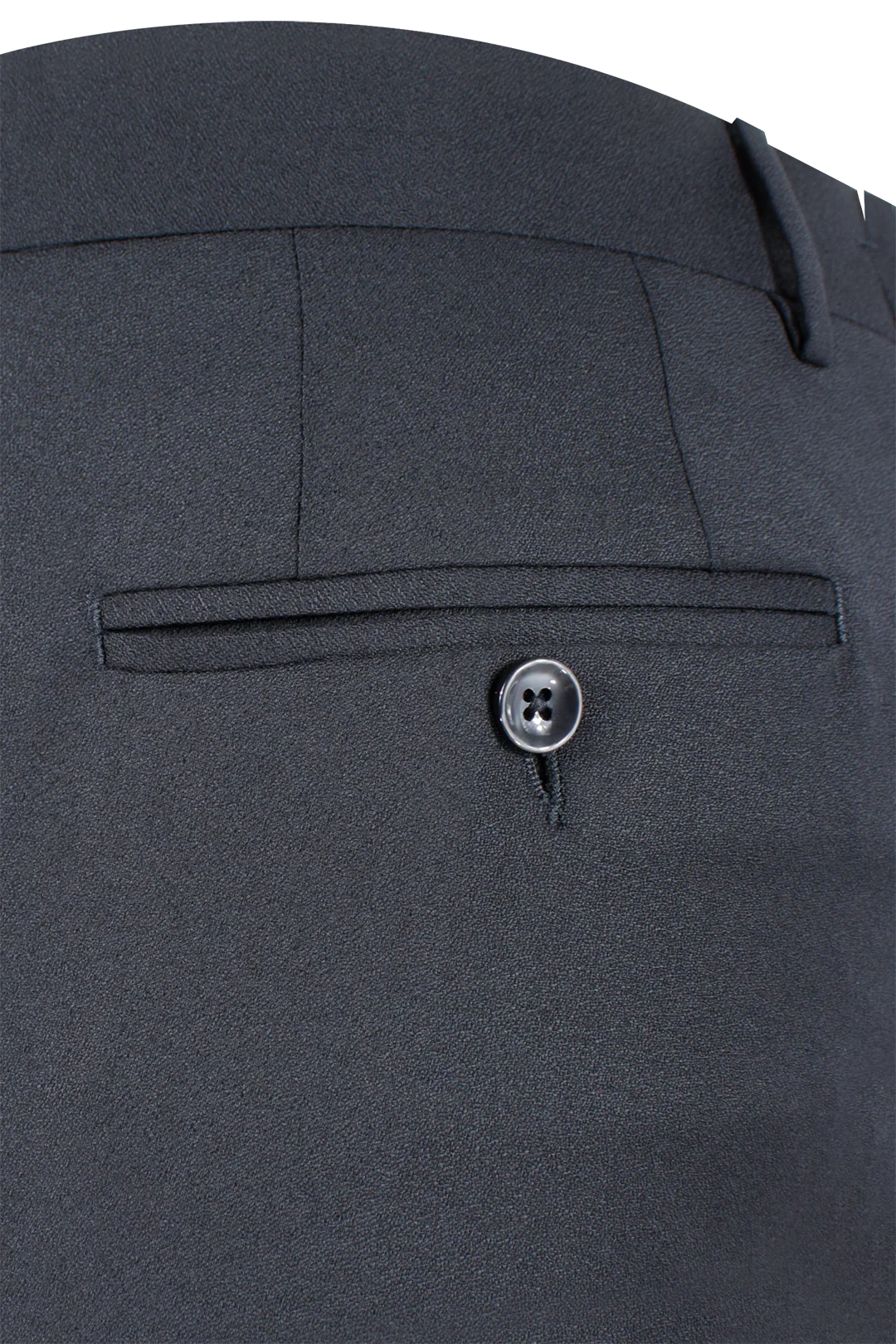 Pantalone con una pince in crêpe di lana nera tasca