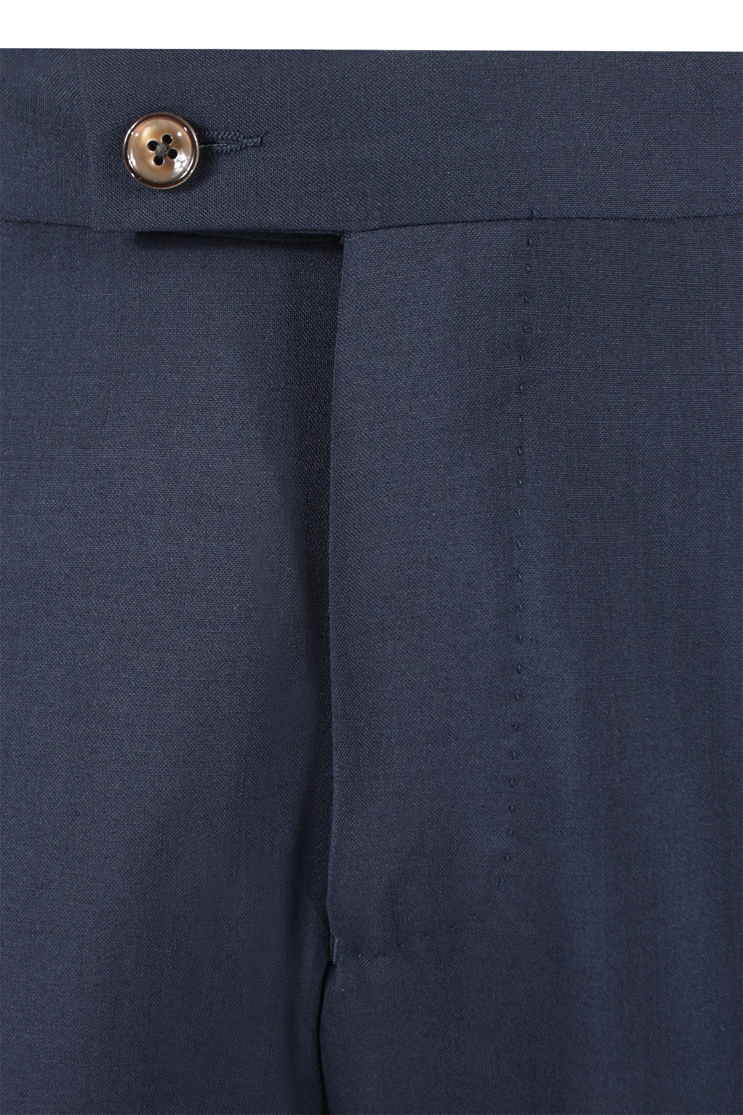 Pantalone con una pince in lana blu scuro patta