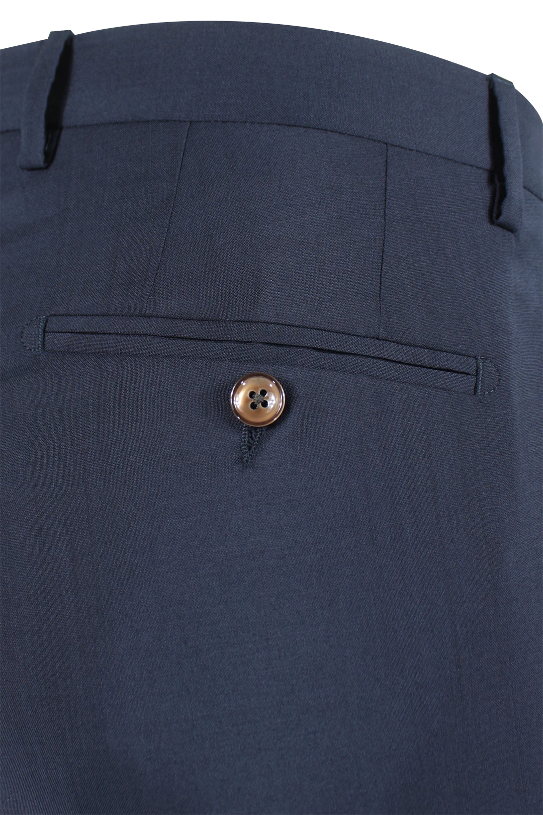 Pantalone con una pince in lana blu scuro tasca