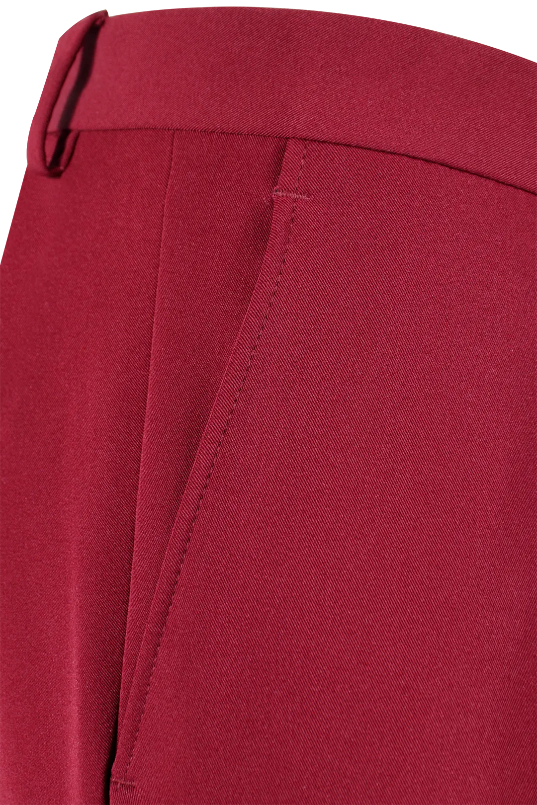Pantalone con una pince rosso amaranto lato