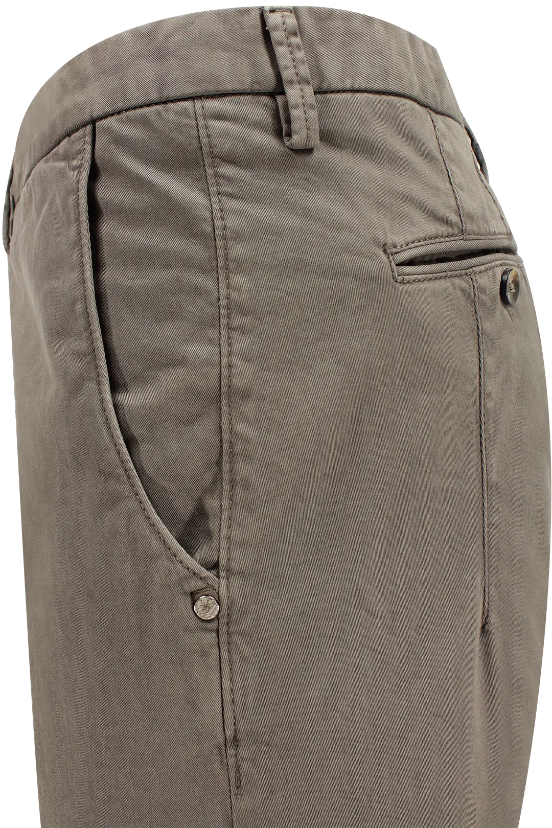 Pantalone in cotone tinto capo grigio tortora lato