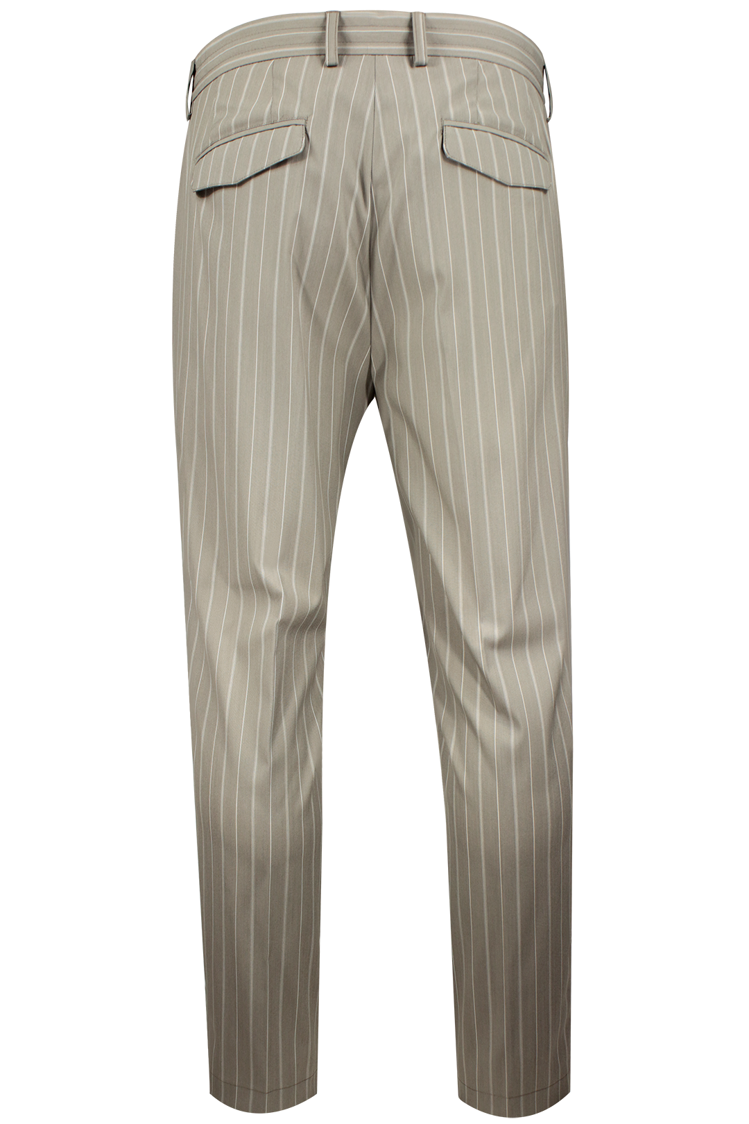Pantalone con pince e coulisse in lana gessata grigio tortora retro
