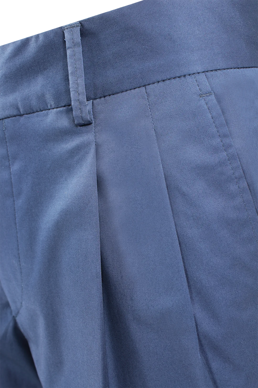 Pantalone con due pinces e cinturino in cotone blu pince