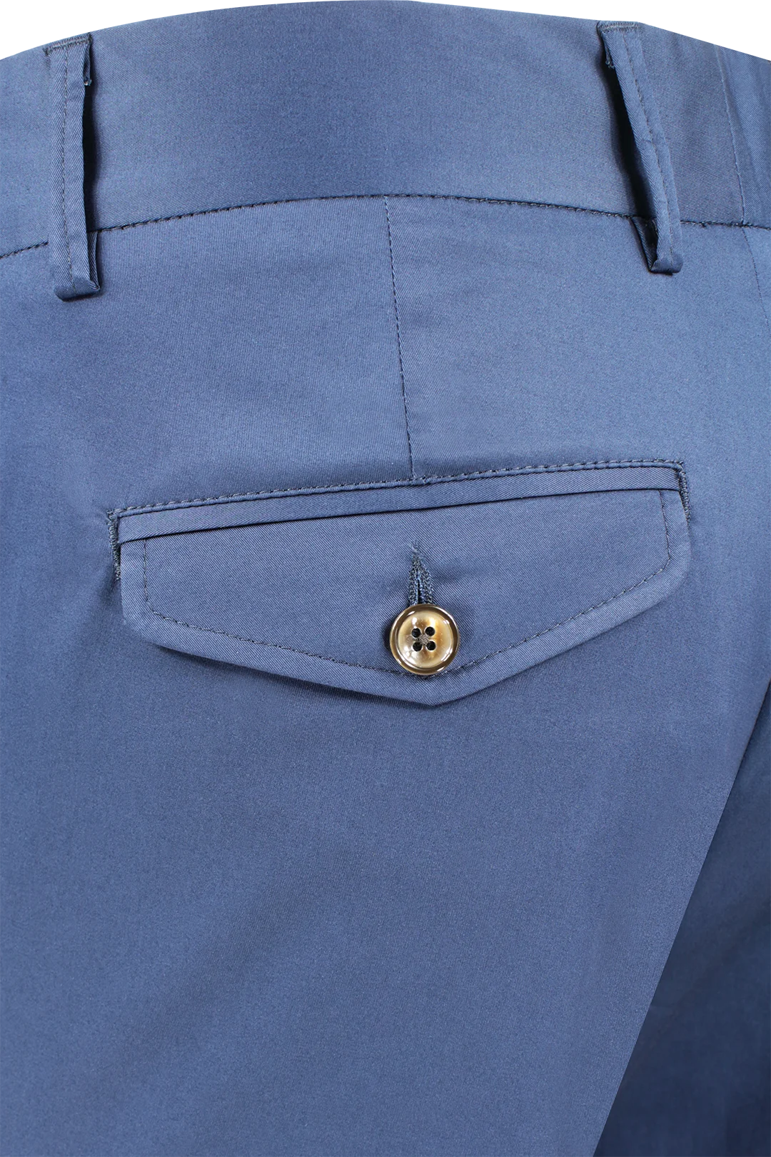 Pantalone con due pinces e cinturino in cotone blu taschino